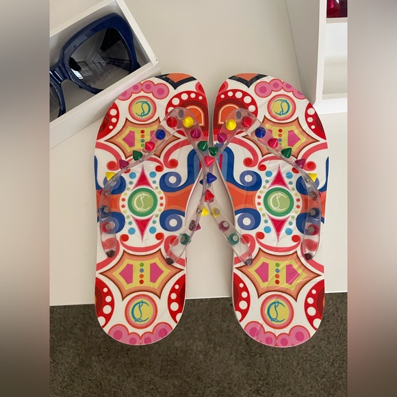 Christian Louboutin Flip Spikes Donna Flat 35 - Picture 2 of 5